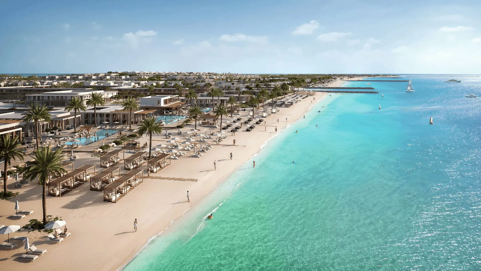 Aerial view of the Bayn by ORA waterfront community