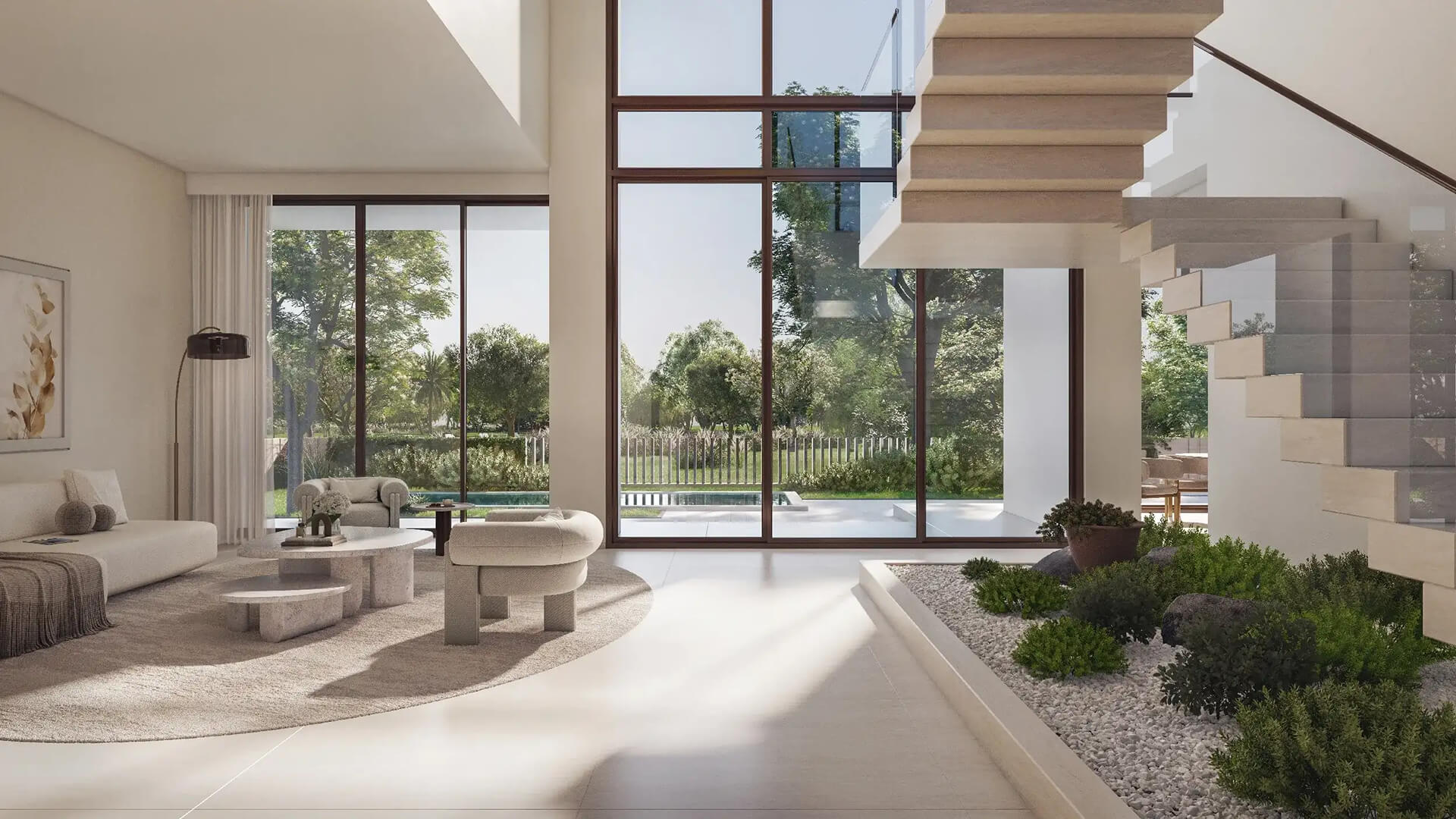 bayn by ora double height villa stairs