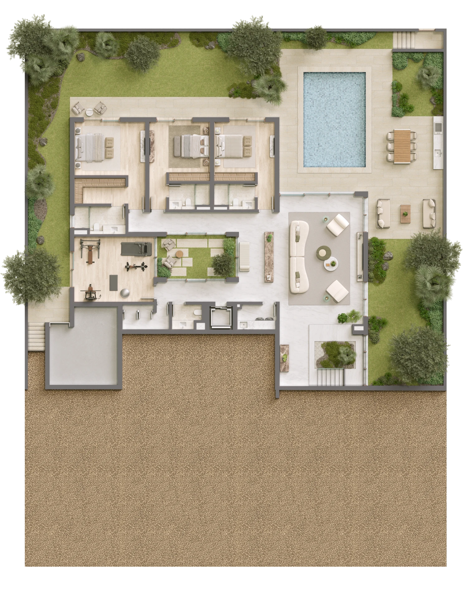 Sunward Views villa ground floor plan – Bayn by ORA